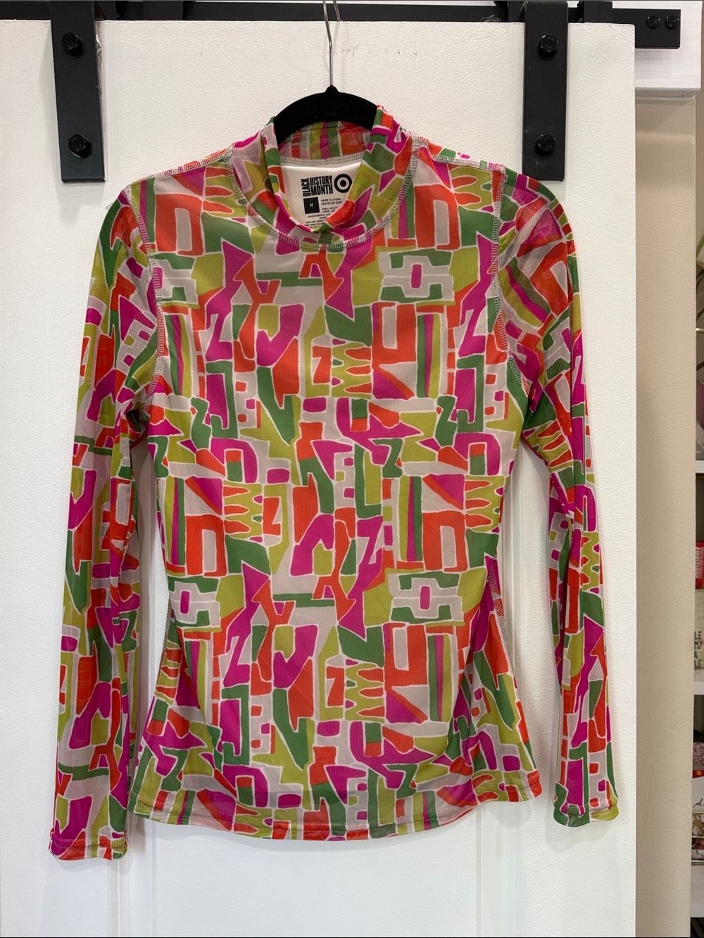 Target BHM Long-Sleeve Geometric Print Top in Pink, Green & Orange
